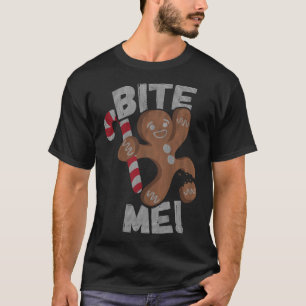 Bite Me Gingerbread Man Funny Christmas T-Shirt