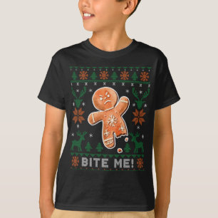 Bite Me Gingerbread Man - Funny Ugly Christmas Swe T-Shirt