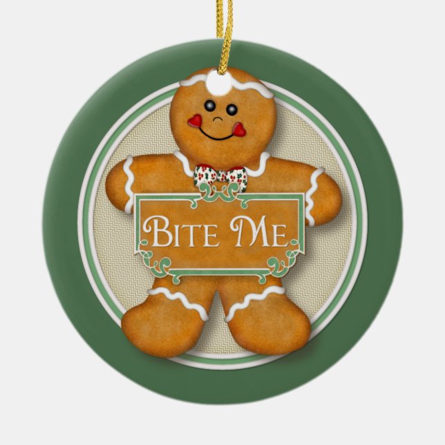 Bite Me Gingerbread Man Ornament 2 (Front)