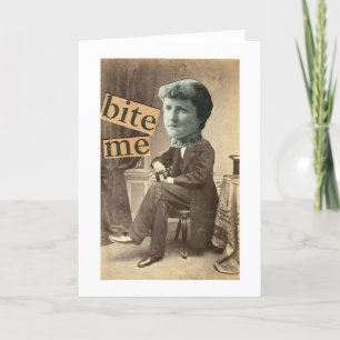 BITE ME Greeting Card Victorian Surreal Woman