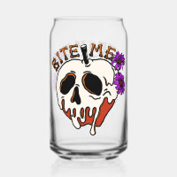Bite Me - Halloween Skull Poison Apple & Flowers