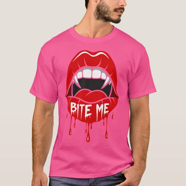Bite Me Halloween style lips T-Shirt (Front)