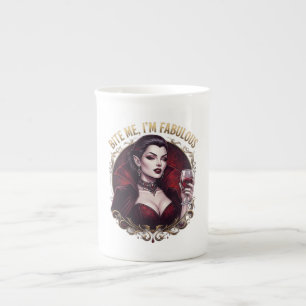 Bite Me I'm Fabulous Vampire Gothic Wine Glass Bone China Mug