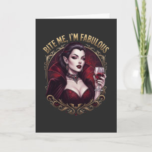 Bite Me I'm Fabulous Vampire Gothic Wine Glass Con Card