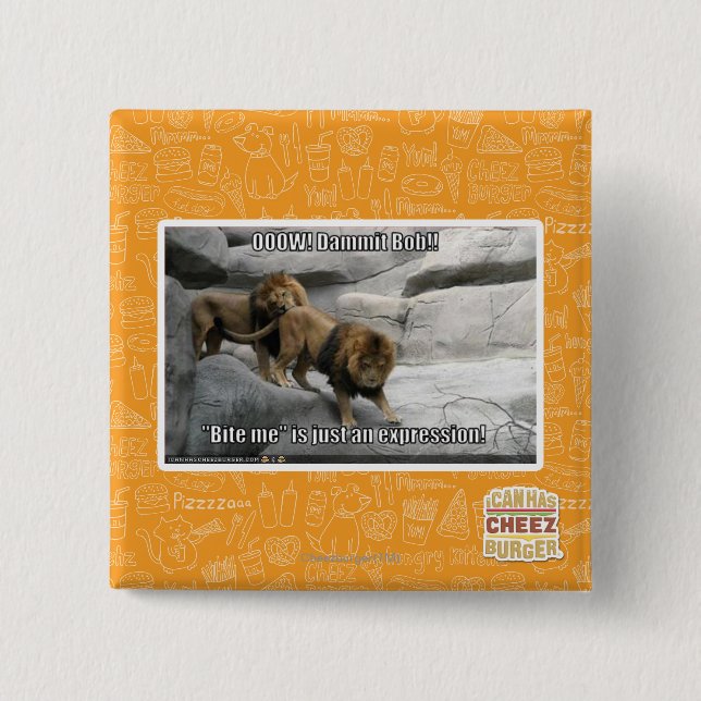 Bite me is just an expression! 15 cm square badge (Front)