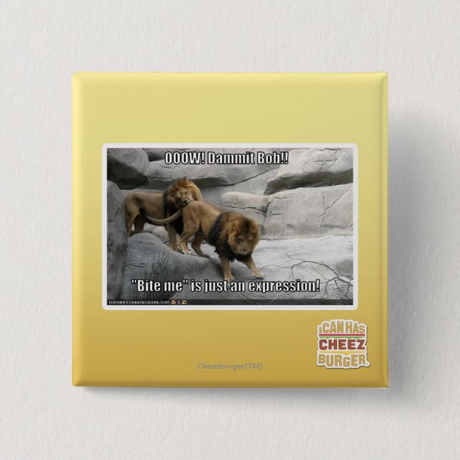 Bite me is just an expression! 15 cm square badge (Front)