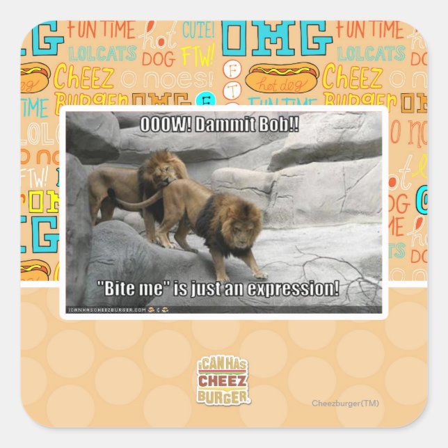 Bite me is just an expression! square sticker (Front)