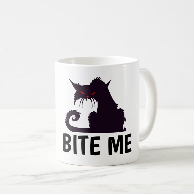 BITE ME, KITTY CAT FUNNY COFFEE MUGS (Front Right)