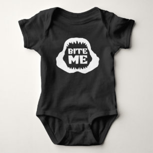 Bite me Quote - Shark Jaws Baby Bodysuit