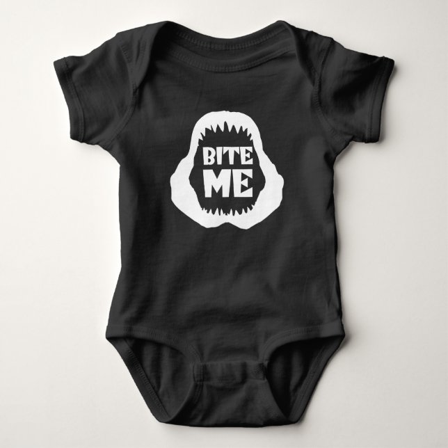 Bite me Quote - Shark Jaws Baby Bodysuit (Front)