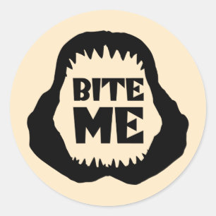 Bite me Quote - Shark Jaws Classic Round Sticker