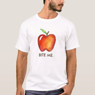 BITE ME Red Delicious Apple Funny Fruit Foodie T-Shirt