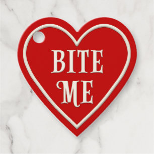 "Bite Me" Red Heart Personalised Valentine's Day Favour Tags