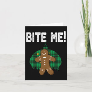 Bite Me Shirt Funny Christmas Gingerbread Man Cost Card