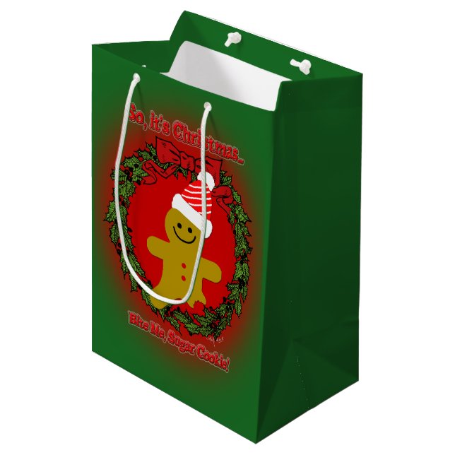 Bite Me, Sugar Cookie Medium Gift Bag (Front Angled)