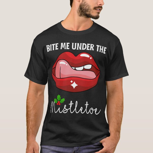 Bite me under the mistletoe ugly Christmas sweater (Front)