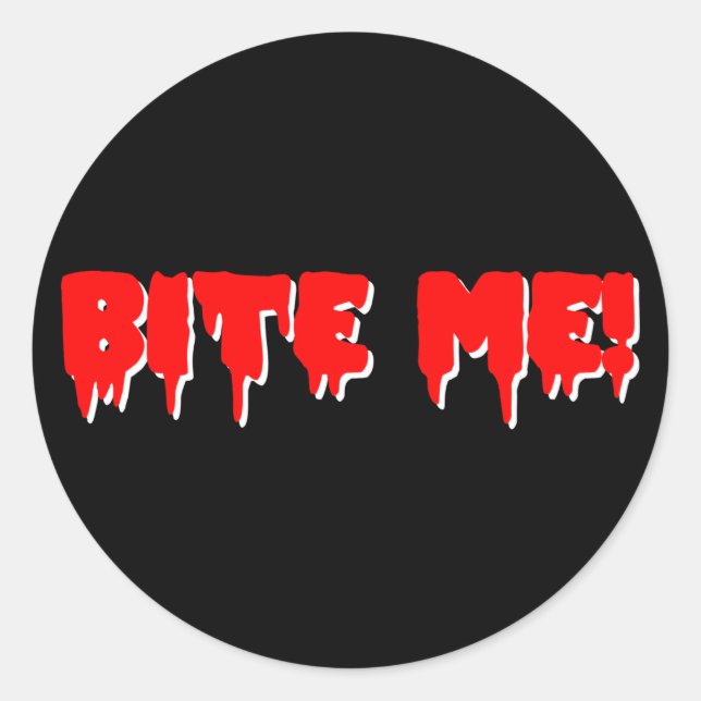 Bite Me Vampire Halloween Classic Round Sticker (Front)