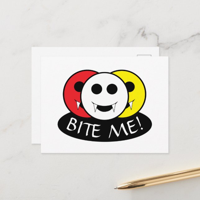 Bite Me! Vampire Postcard (Front/Back In Situ)