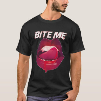 Bite Me Vampire Teeth With Rose T-Shirt