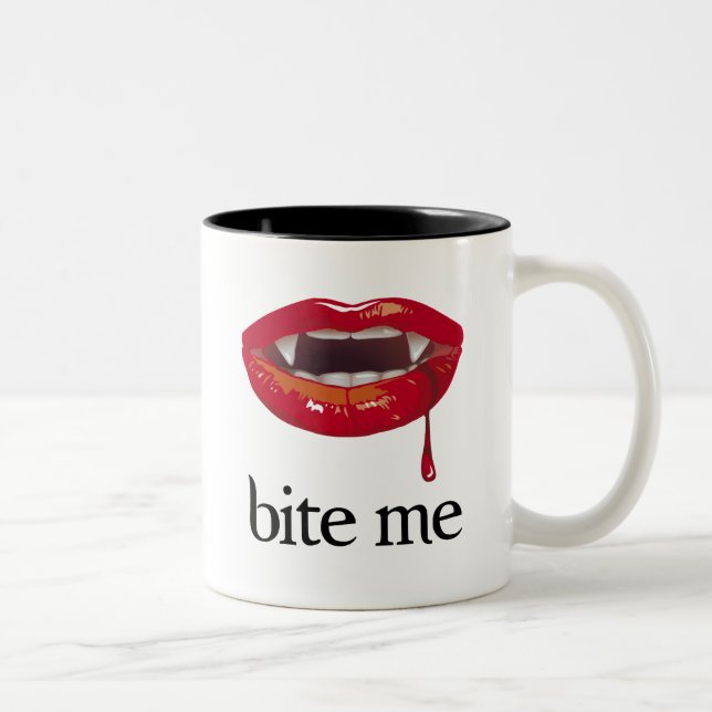 Bite Me Vampire Two-Tone Coffee Mug (Right)