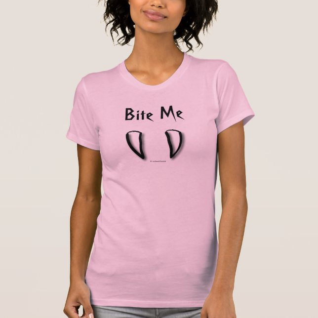 Bite Me with Vampire Fangs T-Shirt (Front)