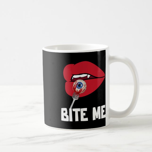 Bite Me Y Vampire Lips Halloween Party Costume  Coffee Mug (Right)