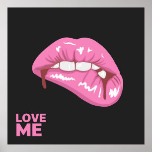 Bite pink lips poster