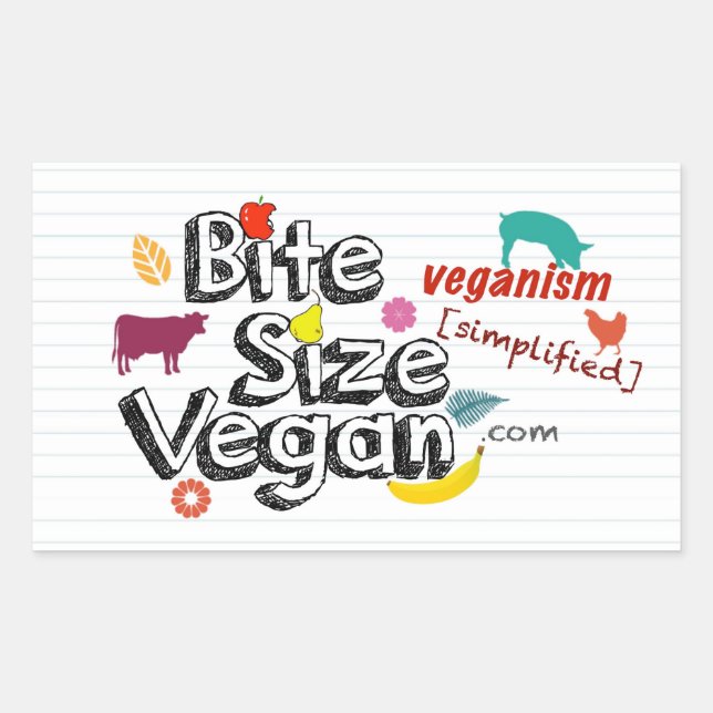 Bite Size Vegan With Tagline Sticker (Front)