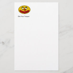 Bite Your Tongue Funny Yellow Face Stationery