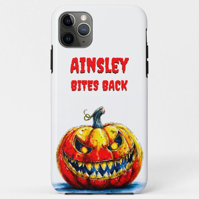 Bites Back Pumpkin Funny Halloween Design Case-Mate iPhone Case (Back)