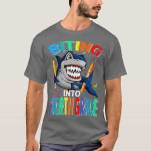 Biting Into Fourth Grade Back To School Shark Prem T-Shirt