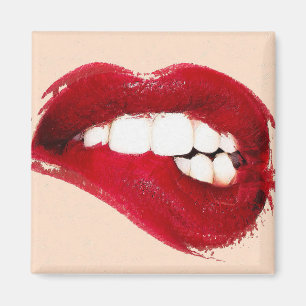 Biting Lip Fridge Magnet