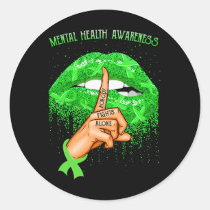 Biting Lips Mental Health Awareness Month  Classic Round Sticker