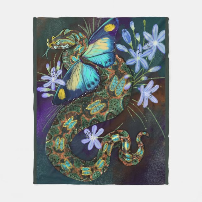 Bitis Nasicornis Butterfly Viper Fleece Blanket (Front)
