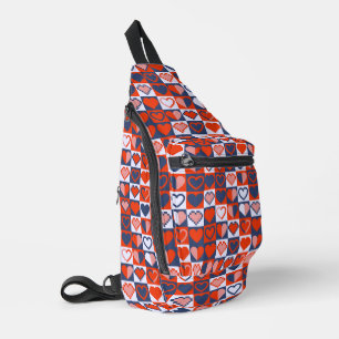 Bitmap Blue & Red Heart Sling Bag