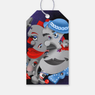 Bits and Pieces – Surreal Puzzle Faces Gift Tag