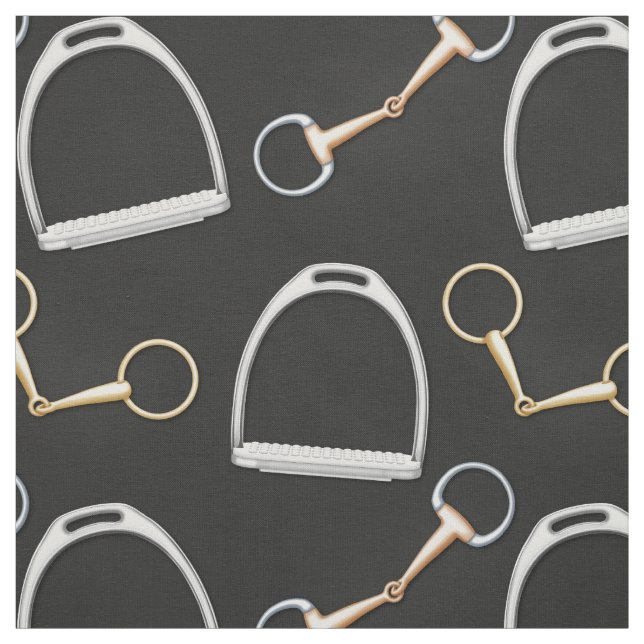 Bits and Stirrups Equestrian (large scale) Fabric (Swatch)