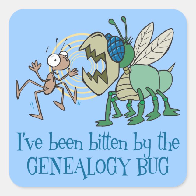 Bitten By The Genealogy Bug Square Sticker (Front)