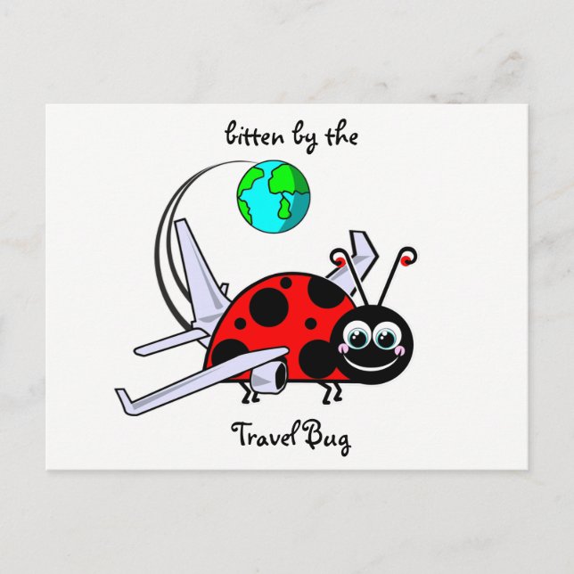 Bitten By The Travel Bug - Ladybug Aeroplane Postcard (Front)