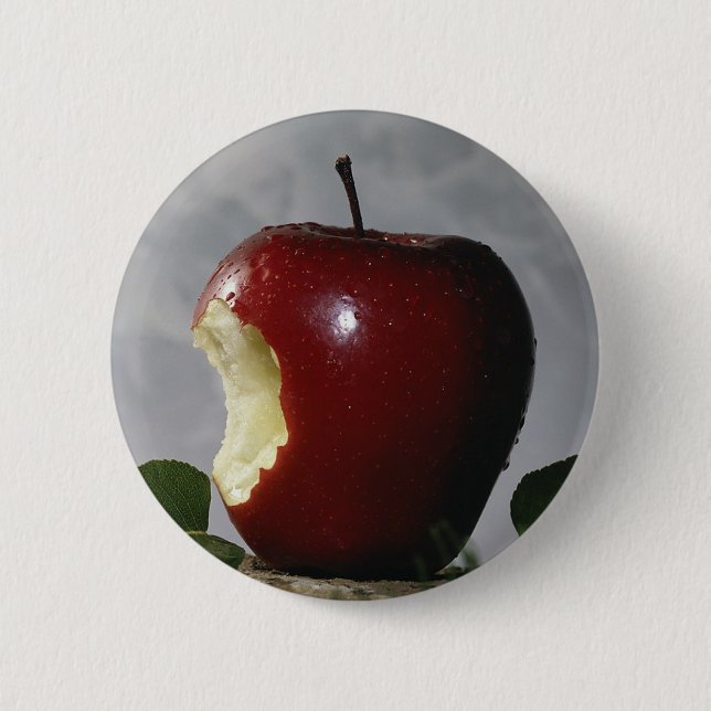 Bitten Red Apple 6 Cm Round Badge (Front)