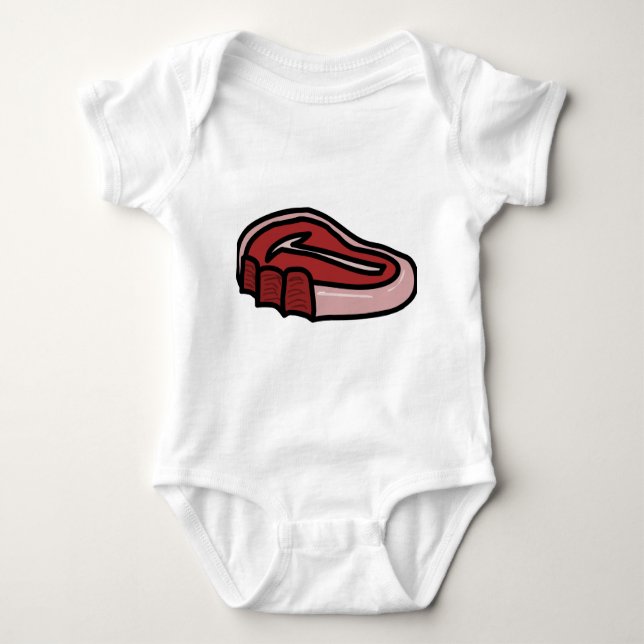 Bitten Steak Meat Beef Baby Bodysuit (Front)