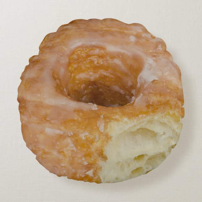 Bitten Sugar-Glazed Doughnut Round Cushion (Front)