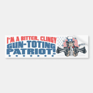 Bitter, Clingy Gun-Toting Patriot Uncle Sam Gear Bumper Sticker