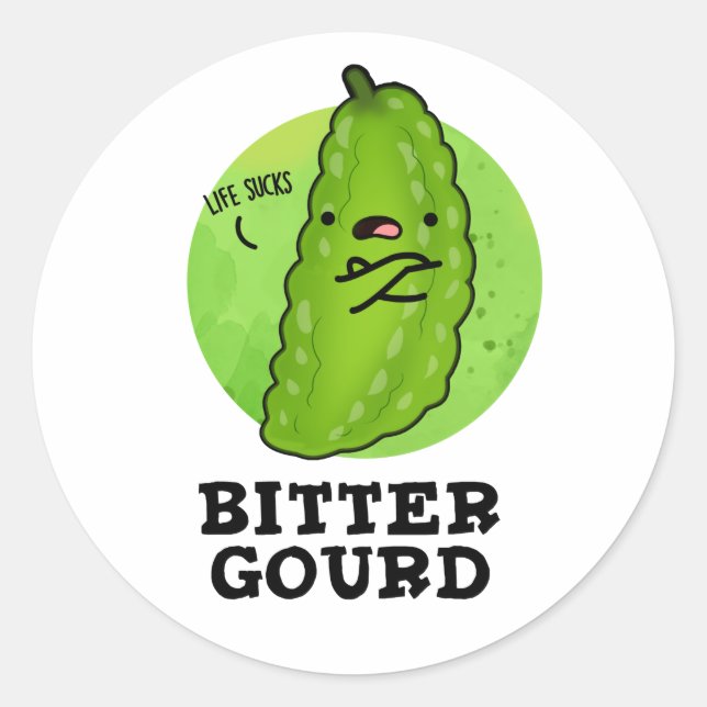 Bitter Gourd Funny Veggie Pun Classic Round Sticker (Front)