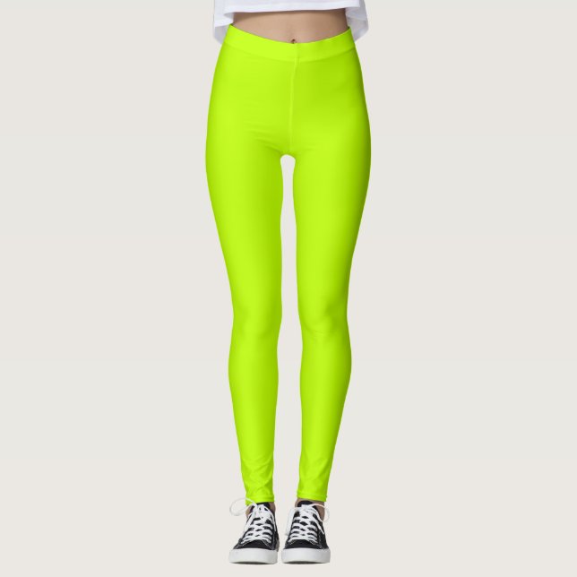 Bitter Lime Green Solid Colour Leggings (Front)