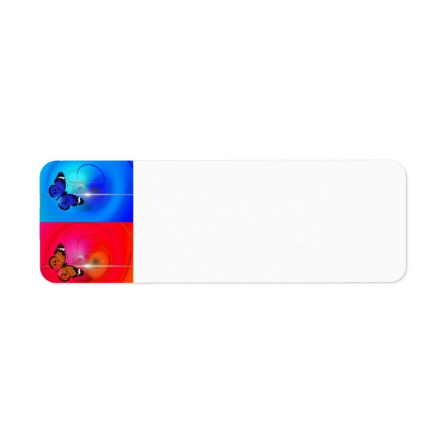 bitterflies in red and blue return address label (Front)