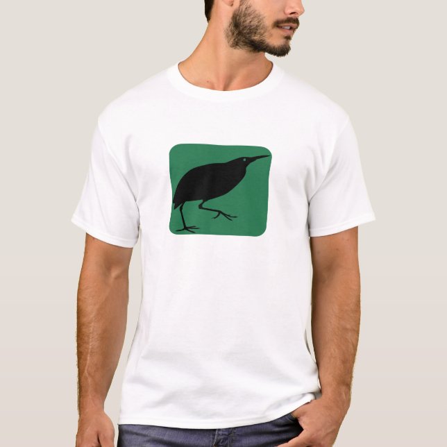 Bittern Bird In Green Square T-Shirt (Front)
