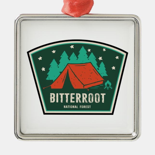 Bitterroot National Forest Camping Metal Tree Decoration (Front)