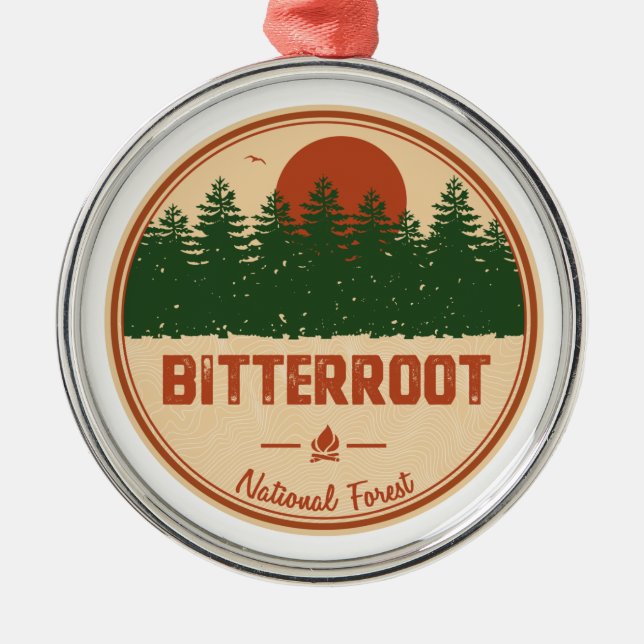 Bitterroot National Forest Metal Tree Decoration (Front)