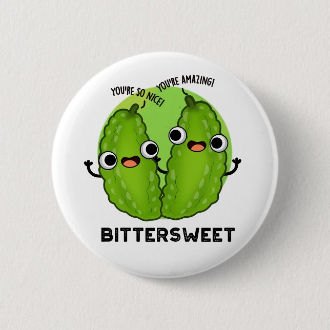 Bittersweet Cute Bitter Gourd Pun 6 Cm Round Badge (Front)
